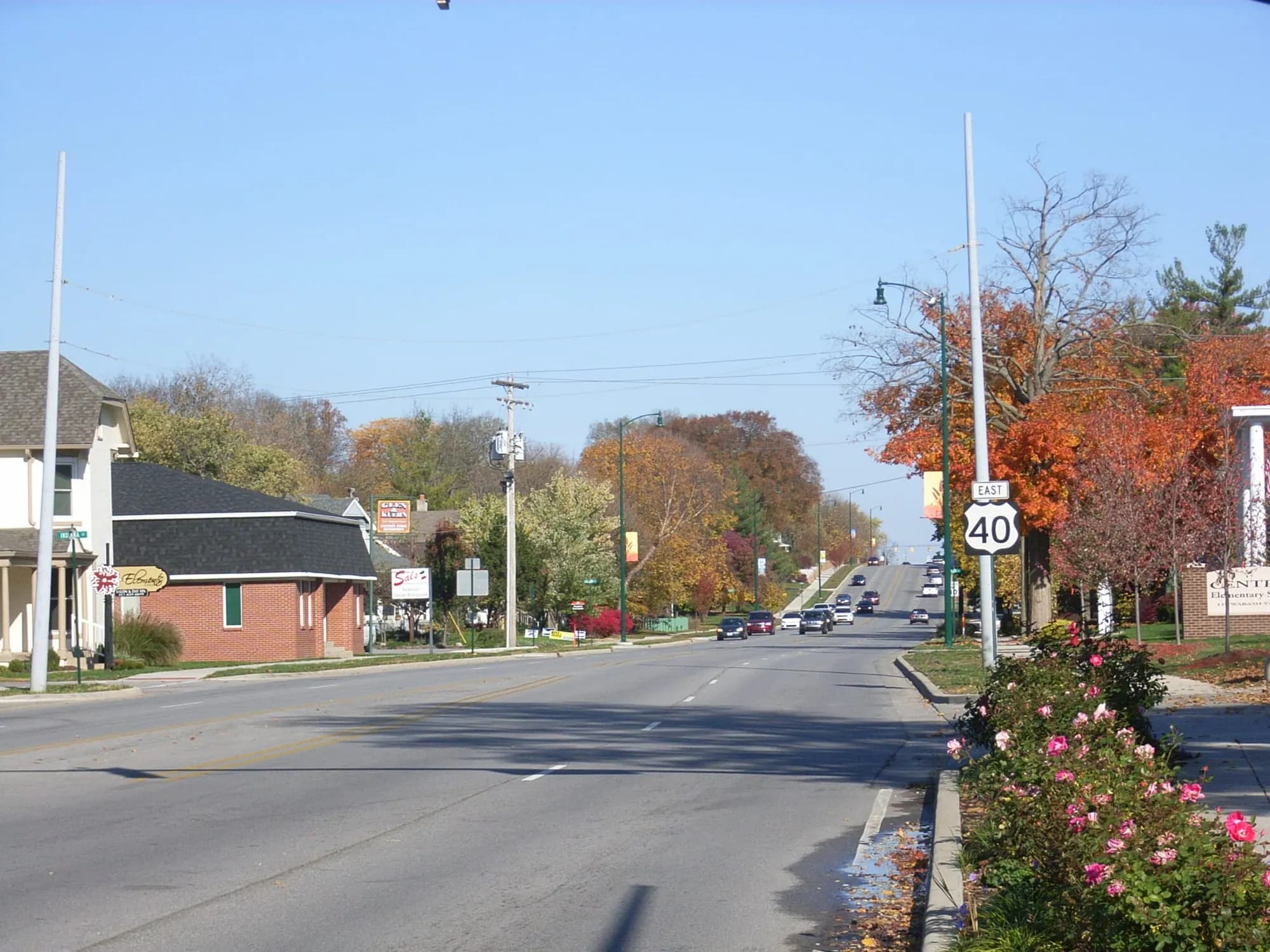 US 40 through Plainfield, Indiana, in the fall